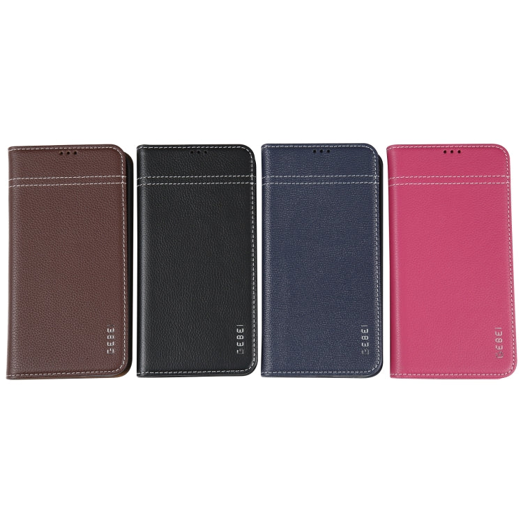 For iPhone 16 Pro GEBEI Top-grain Horizontal Flip Leather Phone Case(Rose Red)