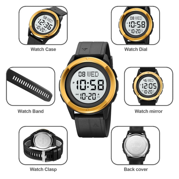 SKMEI 2047 Multifunctional Men 50M Water-resistant Sports Digital Wrist Watch(Silver+White)