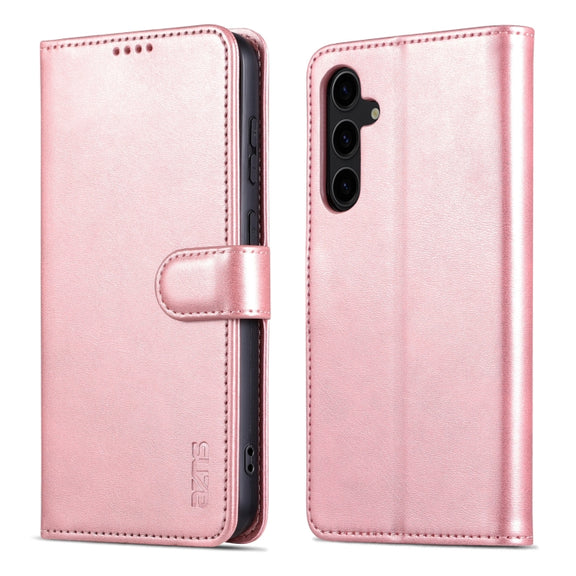 For Samsung Galaxy S24 5G AZNS Skin Feel Calf Texture Flip Leather Phone Case(Rose Gold)