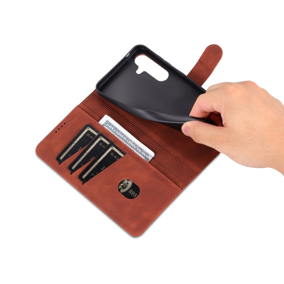 For Samsung Galaxy S24+ 5G AZNS Skin Feel Calf Texture Flip Leather Phone Case(Brown)
