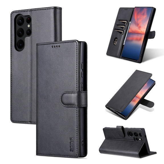 For Samsung Galaxy S24 Ultra 5G AZNS Skin Feel Calf Texture Flip Leather Phone Case(Black)