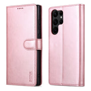 For Samsung Galaxy S24 Ultra 5G AZNS Skin Feel Calf Texture Flip Leather Phone Case(Rose Gold)