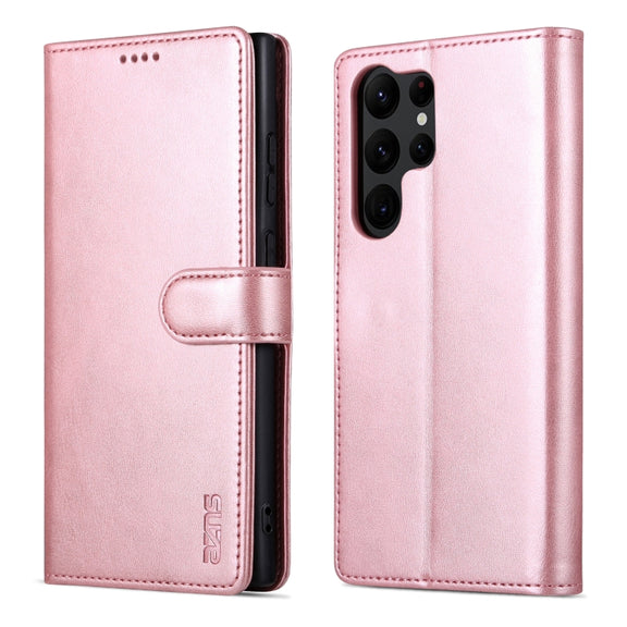 For Samsung Galaxy S24 Ultra 5G AZNS Skin Feel Calf Texture Flip Leather Phone Case(Rose Gold)