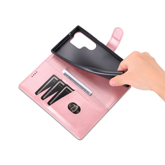 For Samsung Galaxy S24 Ultra 5G AZNS Skin Feel Calf Texture Flip Leather Phone Case(Rose Gold)