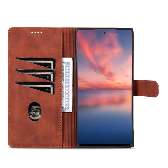 For Samsung Galaxy S24 Ultra 5G AZNS Skin Feel Calf Texture Flip Leather Phone Case(Brown)