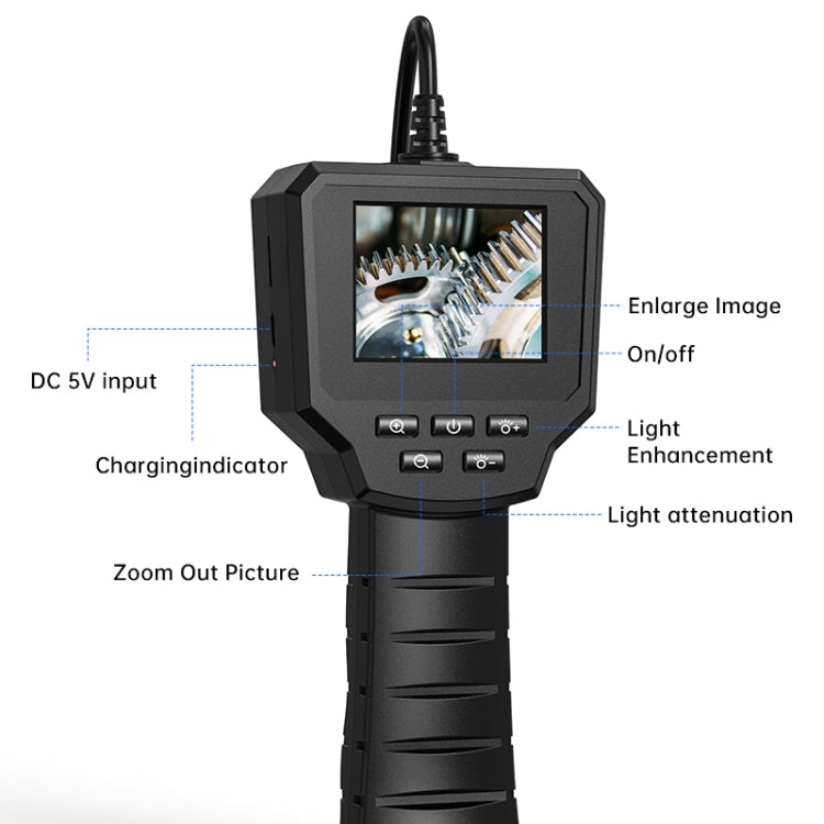 128AV 8mm Lenses Industrial Pipeline Endoscope with 2.4 inch Screen, Spec:5m Tube