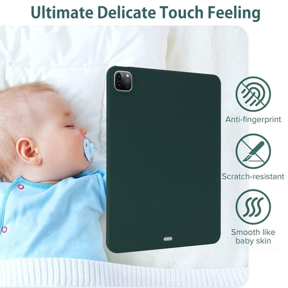 For iPad Pro 13 2024 Oil Spray Skin-friendly TPU Tablet Case(Deep Green)
