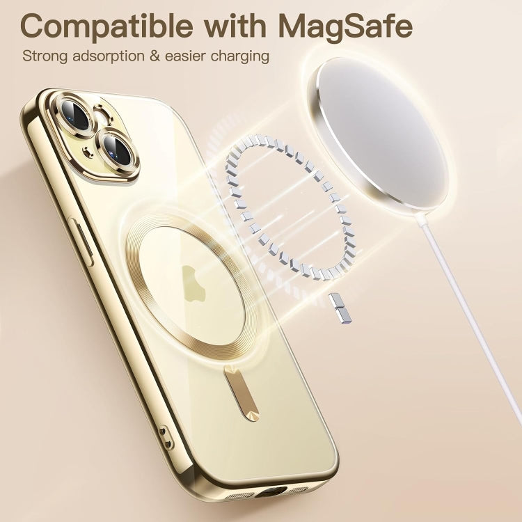 For iPhone 15 Magsafe Magnetic Transparent Electroplated TPU Phone Case(Gold) - iPhone 15 Cases by PMC TechLife | Online Shopping South Africa | PMC TechLife