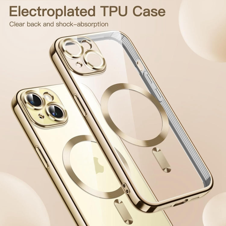 For iPhone 14 Magsafe Magnetic Transparent Electroplated TPU Phone Case(Gold) - iPhone 14 Cases by PMC TechLife | Online Shopping South Africa | PMC TechLife