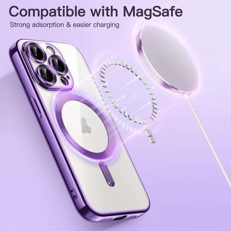 For iPhone 14 Pro Transparent Electroplated Magsafe Magnetic TPU Phone Case(Purple) - free shipping - PMC TechLife - Order now!