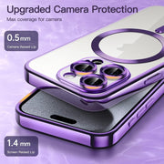 For iPhone 14 Pro Transparent Electroplated Magsafe Magnetic TPU Phone Case(Purple)
