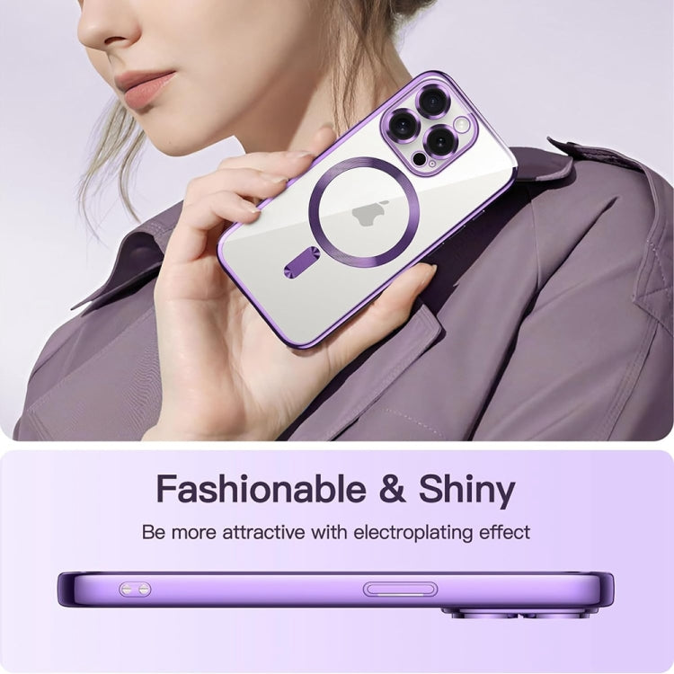 For iPhone 14 Pro Transparent Electroplated Magsafe Magnetic TPU Phone Case(Purple) - free shipping - PMC TechLife - Order now!