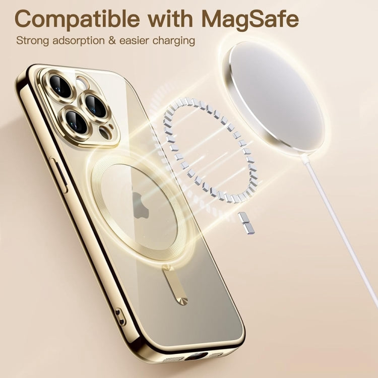 For iPhone 14 Pro Max Magsafe Magnetic Transparent Electroplated TPU Phone Case(Gold) - iPhone 14 Pro Max Cases by PMC TechLife | Online Shopping South Africa | PMC TechLife