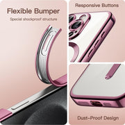 For iPhone 16 Pro Max Transparent Electroplated Magsafe Magnetic TPU Phone Case(Pink)