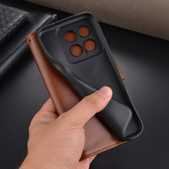 For Xiaomi 14 AZNS Sheepskin Texture Flip Leather Phone Case(Brown)