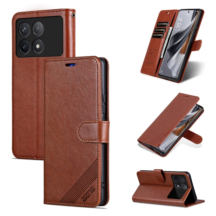 For Xiaomi Redmi K70 / K70 Pro AZNS Sheepskin Texture Flip Leather Phone Case(Brown) - Xiaomi Cases by AZNS | Online Shopping South Africa | PMC Jewellery | Buy Now Pay Later Mobicred
