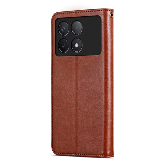 For Xiaomi Redmi K70 / K70 Pro AZNS Sheepskin Texture Flip Leather Phone Case(Brown)
