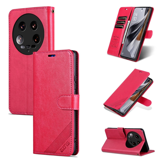 For Xiaomi 14 Ultra AZNS Sheepskin Texture Flip Leather Phone Case(Red)