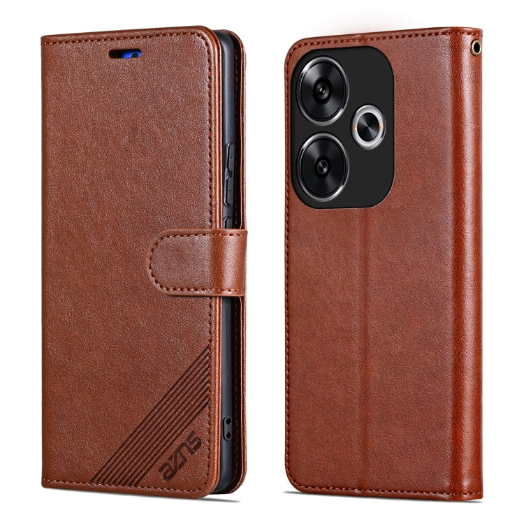 For Xiaomi Redmi Turbo 3 AZNS Sheepskin Texture Flip Leather Phone Case(Brown) - Xiaomi Cases by AZNS | Online Shopping South Africa | PMC TechLife | Buy Now Pay Later Mobicred