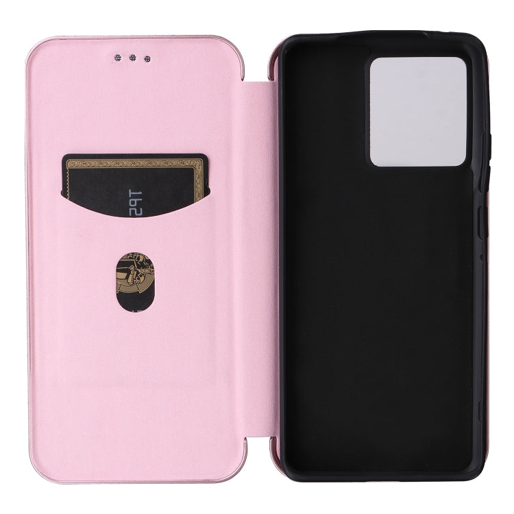 For Motorola Edge 50 Pro Carbon Fiber Texture Flip Leather Phone Case(Pink)