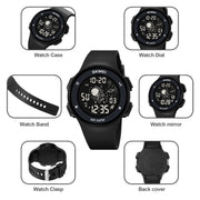 SKMEI 2068 Multifunctional Men 50M Water-resistant Noctilucent Sports Digital Wrist Watch(Black White)
