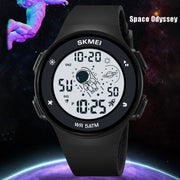 SKMEI 2068 Multifunctional Men 50M Water-resistant Noctilucent Sports Digital Wrist Watch(Black White)