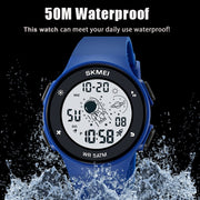 SKMEI 2068 Multifunctional Men 50M Water-resistant Noctilucent Sports Digital Wrist Watch(Black White)