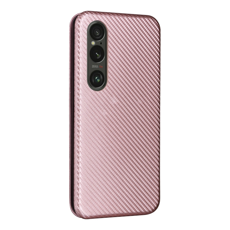For Sony Xperia 1 VI 2024 Carbon Fiber Texture Flip Leather Phone Case(Pink)