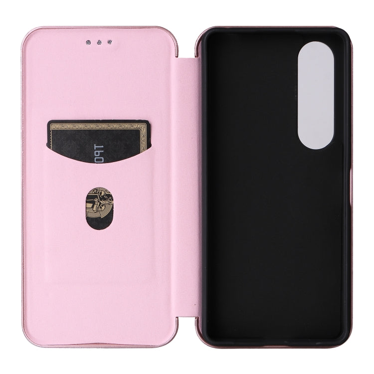 For Sony Xperia 1 VI 2024 Carbon Fiber Texture Flip Leather Phone Case(Pink)