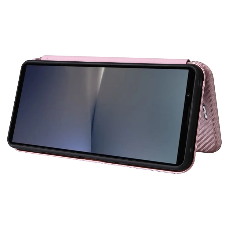 For Sony Xperia 1 VI 2024 Carbon Fiber Texture Flip Leather Phone Case(Pink)