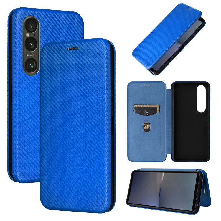 For Sony Xperia 1 VI 2024 Carbon Fiber Texture Flip Leather Phone Case(Blue) - free shipping - PMC Jewellery - Order now!