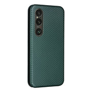 For Sony Xperia 1 VI 2024 Carbon Fiber Texture Flip Leather Phone Case(Green)
