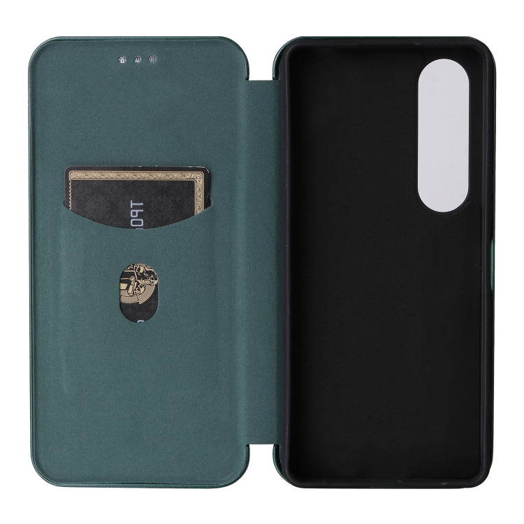 For Sony Xperia 1 VI 2024 Carbon Fiber Texture Flip Leather Phone Case(Green) - Sony Cases by PMC Jewellery | Online Shopping South Africa | PMC Jewellery | Buy Now Pay Later Mobicred