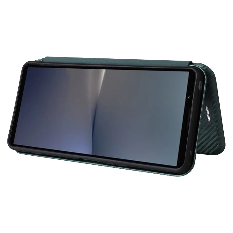 For Sony Xperia 1 VI 2024 Carbon Fiber Texture Flip Leather Phone Case(Green) - Sony Cases by PMC Jewellery | Online Shopping South Africa | PMC Jewellery | Buy Now Pay Later Mobicred