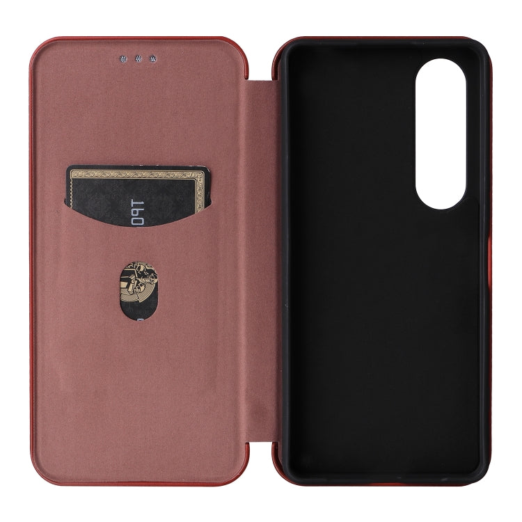 For Sony Xperia 1 VI 2024 Carbon Fiber Texture Flip Leather Phone Case(Brown) - Sony Cases by PMC Jewellery | Online Shopping South Africa | PMC Jewellery | Buy Now Pay Later Mobicred