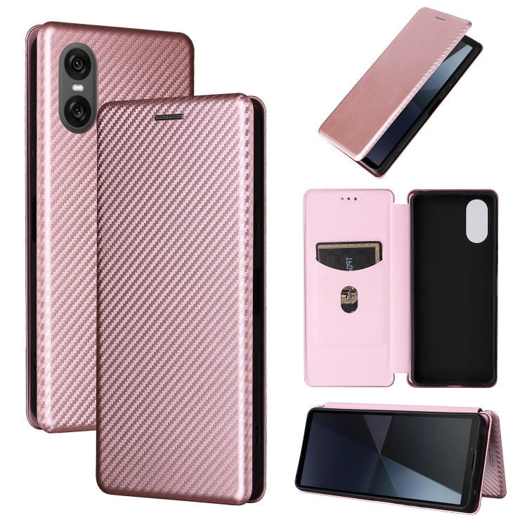 For Sony Xperia 10 VI 2024 Carbon Fiber Texture Flip Leather Phone Case(Pink) - Sony Cases by PMC Jewellery | Online Shopping South Africa | PMC Jewellery | Buy Now Pay Later Mobicred