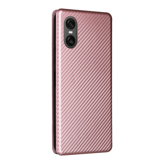For Sony Xperia 10 VI 2024 Carbon Fiber Texture Flip Leather Phone Case(Pink)