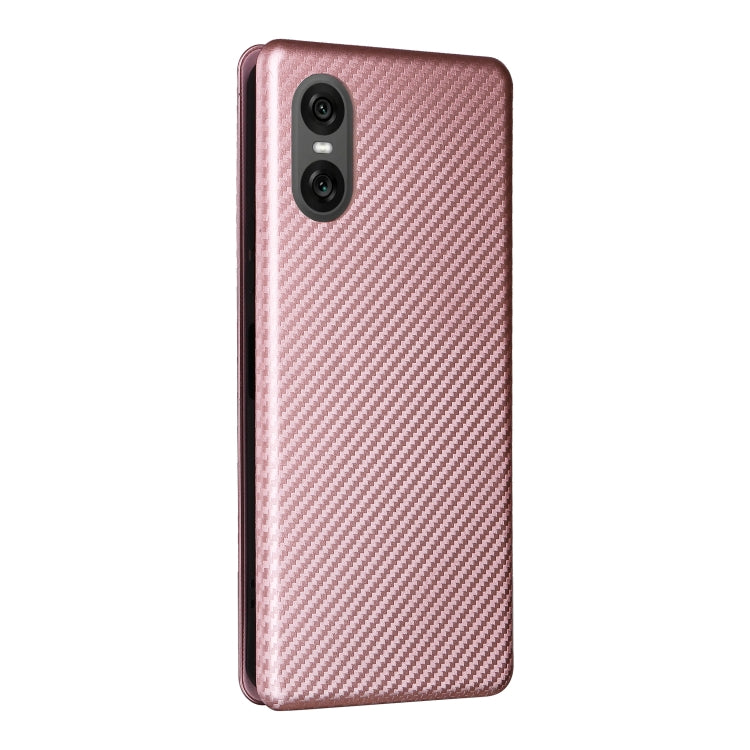 For Sony Xperia 10 VI 2024 Carbon Fiber Texture Flip Leather Phone Case(Pink)