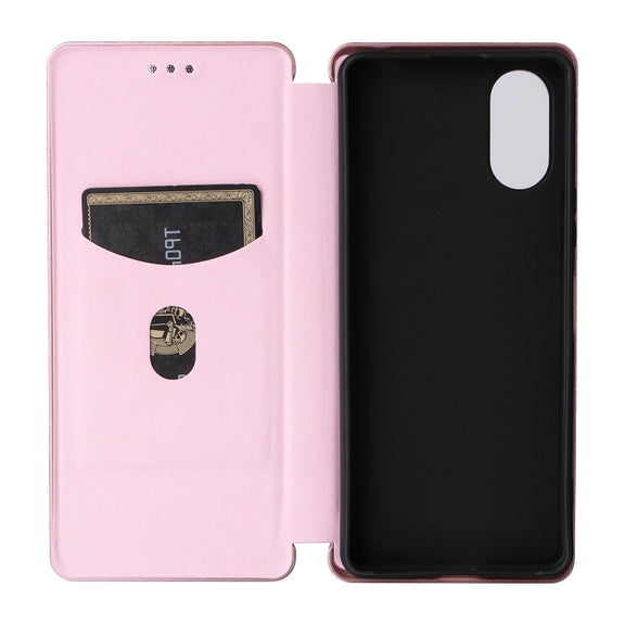 For Sony Xperia 10 VI 2024 Carbon Fiber Texture Flip Leather Phone Case(Pink)