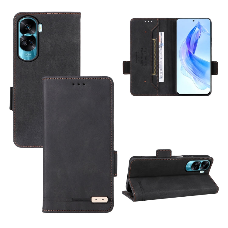 For Honor X50i / 90 Lite Magnetic Clasp Flip Leather Phone Case(Black) - Honor Cases by PMC TechLife | Online Shopping South Africa | PMC TechLife | Buy Now Pay Later Mobicred