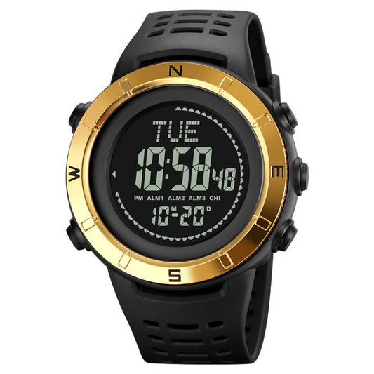 Shimei 2096 Multifunctional Men 50M Waterproof Compass Noctilucent Digital Wrist Watch(Gold) - free shipping - PMC Jewellery - Order now!