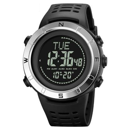 Shimei 2096 Multifunctional Men 50M Waterproof Compass Noctilucent Digital Wrist Watch(Silver) - free shipping - PMC Jewellery - Order now!