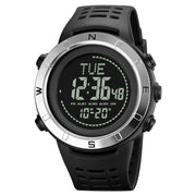 Shimei 2096 Multifunctional Men 50M Water-resistant Compass Noctilucent Digital Wrist Watch(Silver)