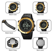 Shimei 2096 Multifunctional Men 50M Water-resistant Compass Noctilucent Digital Wrist Watch(Silver)