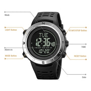 Shimei 2096 Multifunctional Men 50M Water-resistant Compass Noctilucent Digital Wrist Watch(Silver)