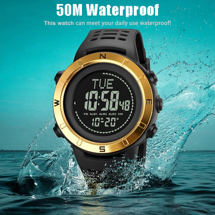 Shimei 2096 Multifunctional Men 50M Waterproof Compass Noctilucent Digital Wrist Watch(Silver) - free shipping - PMC Jewellery - Order now!