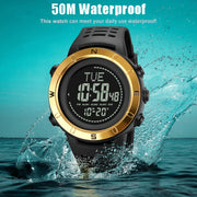 Shimei 2096 Multifunctional Men 50M Water-resistant Compass Noctilucent Digital Wrist Watch(Silver)