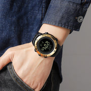Shimei 2096 Multifunctional Men 50M Water-resistant Compass Noctilucent Digital Wrist Watch(Silver)