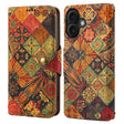 For iPhone 16 Denior Flower Language Series Cork Fabric Oil Edge Leather Phone Case(Autumn) - iPhone 16 Cases by Denior | Online Shopping South Africa | PMC TechLife | Buy Now Pay Later Mobicred