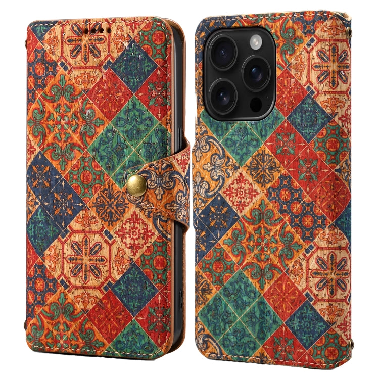 For iPhone 16 Pro Max Denior Flower Language Series Cork Fabric Oil Edge Leather Phone Case(Winter) - free shipping - PMC Jewellery - Order now!